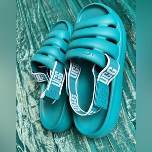 NEW UGG Sport Yeah Sandal Slide Teal Size 9 US Hook & Loop